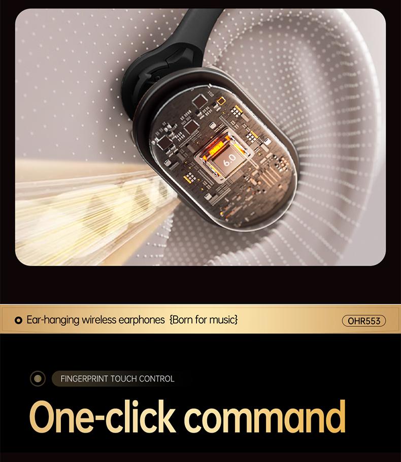 Acer OHR553 Wireless Open-Ear Headphone, Fashionable Earbuds, Wireless Gaming Earphones, HIFI Sound Quality Music Headset for Gaming Travel Sports Built-in Mic, Electronic Audio & Video Black