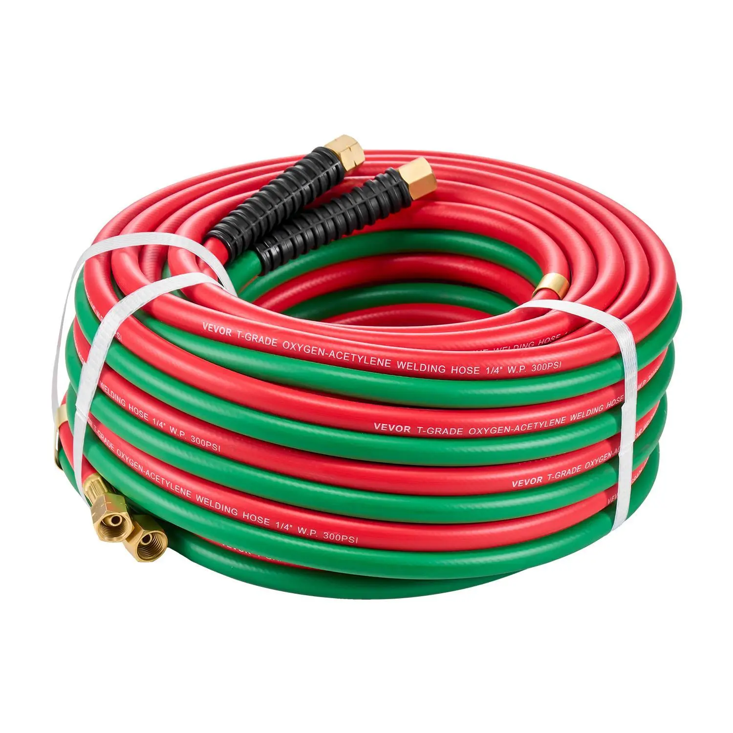 【Backtoschool】VEVOR Oxygen Acetylene Hose, 1/4-Inch x 50FT Oxy Acetylene Hose with 9/16"-18 B Fitting, 300PSI T Grade Welding Cutting Torch Twin Hose, Compatible with Oxygen, Acetylene, Propane and Other Fuel Gases