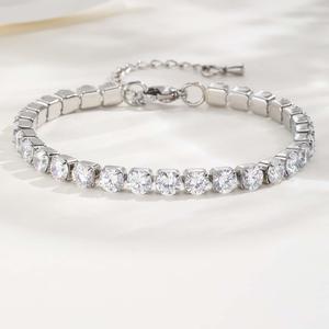 MP Tennis Bracelets Sparkling Zircon Charm ,Adjustable Hand Chain Stainless Steel non fade tarnish Accessories Daily Jewelry for Couples Men Women Gift for bf gf valentine Gold Chunky Rhinestone Bracelet popular elegant anniversary Diamond Gold-Plated