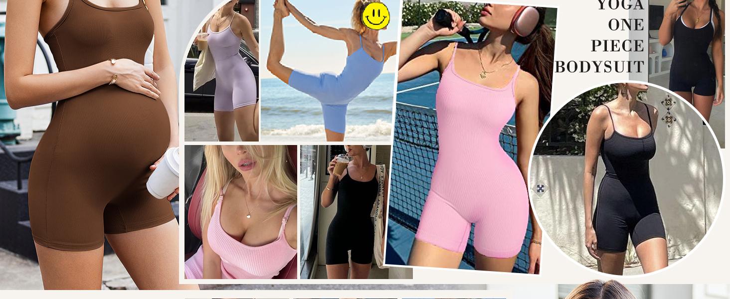 EKOUAER Womens Workout Romper Ribbed Unitard Stretch One Piece Short Jumpsuits Yoga Sleeveless Adjustable Outfits 2025 EKOUAER Womens Workout Romper Ribbed Unitard Stretch One Piece Short Jumpsuits Yoga Sleeveless Adjustable Outfits 2025