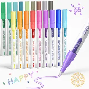 JusArt Outline Sparkle Markers, 12/18 Metallic Shimmer Pens for Adult Coloring, Cool Fun Drawing Supplies for Valentines Day, Easter, Christmas, Halloween