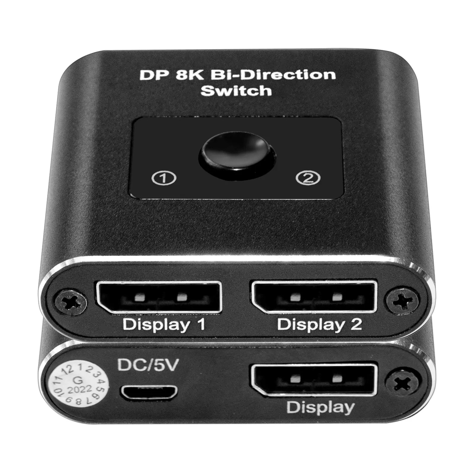 DisplayPort 1.4 8K Bi-Directional Switch, 2 in 1 Out / 1 in 2 Out DP Splitter, Supports 8K@30Hz 4K@120Hz 1080P@240Hz, 32.4Gbps, Manual Button Switch, No External Power Needed