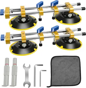 2 Pack Seamless Seam Setter with 6 inch Vacuum Suction Cups, Upgrade Granite Seam Setter with Replacement Air Pump, Seam Joiner for Countertop Joining and Leveling
