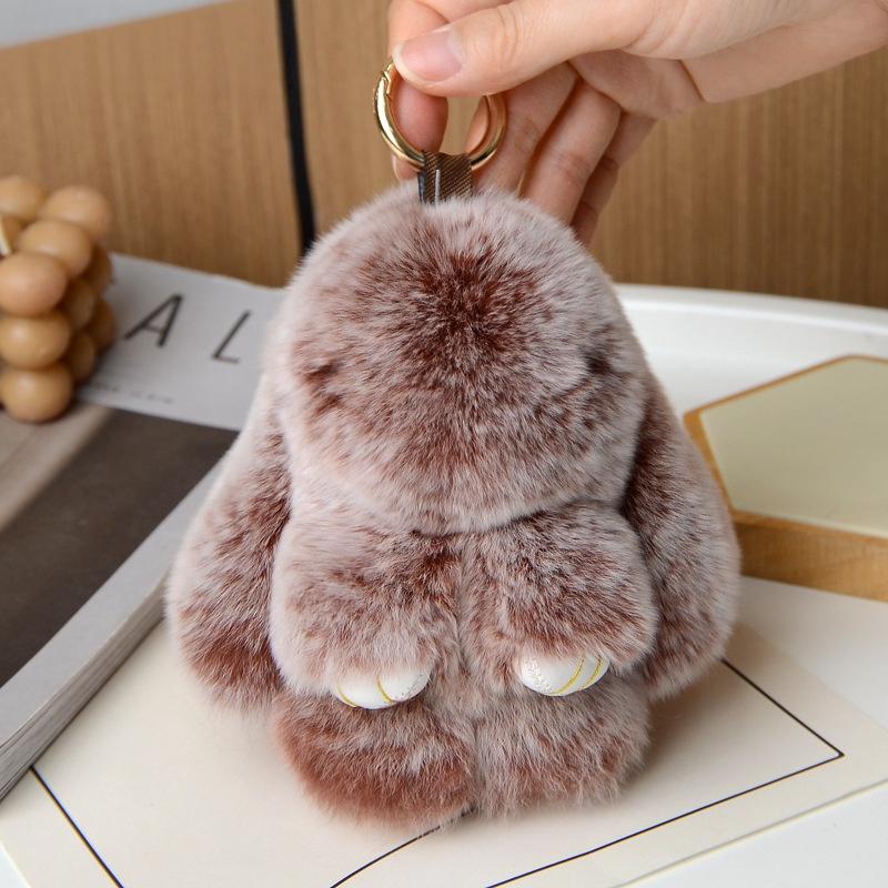 Handmade Fluffy Bunny PomPom Keychain with Designed Tin Box, – Cute Eater Basket Gift, 5.12 inches,Travel Accessory & Birthday Present for Girls & Women