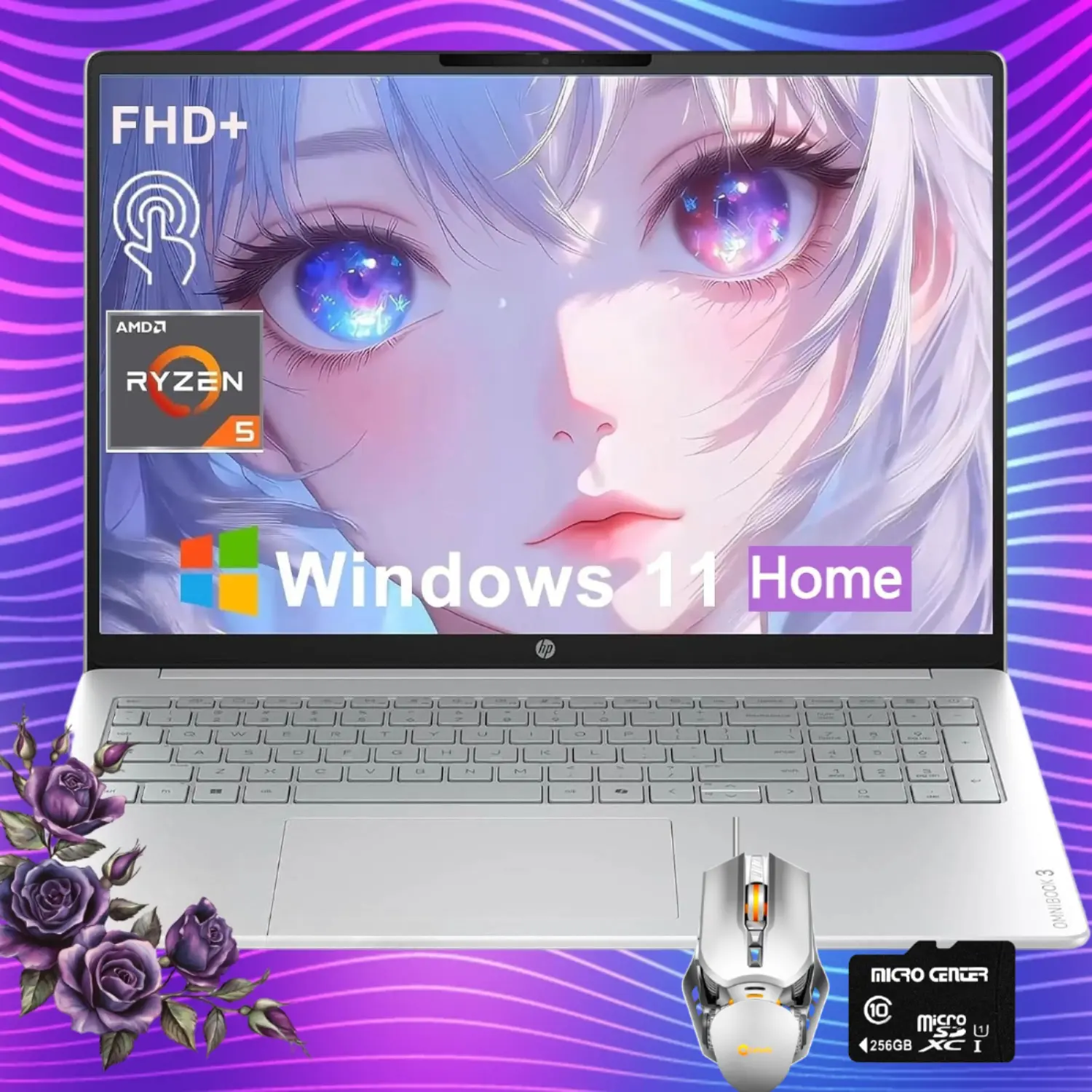 HP OmniBook 16'' 2K IPS Touchscreen Laptop 2026 Edition, AMD Ryzen 5 40, Up To 8GB RAM, 512GB SSD, Radeon 610M Graphics, FHD Camera, Copilot AI, Windows 11 Home, For Business Use, Bundle Accessories