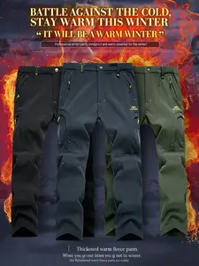 Men's Winter Fleece-Lined Windproof Waterproof Outdoor Tactical Trousers, Thick Warm Menswear Pants - Basic, Simple, Plain Design, Versatile Essential for Hiking, Fishing, Great Gift for Boyfriend