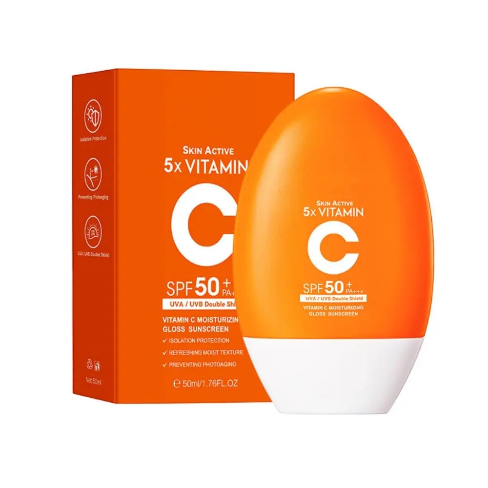 SPF50+ Vitamin C Facial Sunscreen Spray, 50ml Lightweight Smooth Daily Face Care Product for Sensitive Skin, Refreshing Moisturizing Sun Block to Prevent Photoaging, Face Care Products