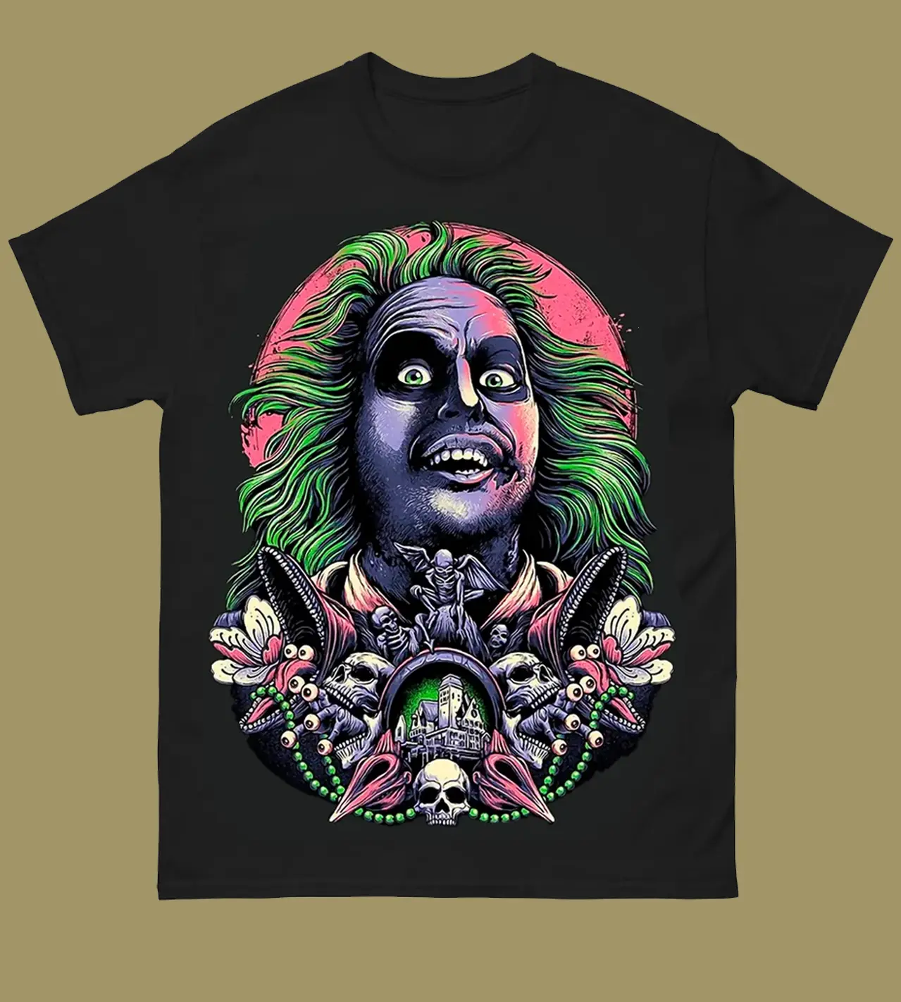 Beetlejuice Horror Movie Shirt, Beetlejuice Beetlejuice T-Shirt, Spooky Cult Classic Graphic Tee, Retro Neon Halloween Gift, Black Horror Apparel