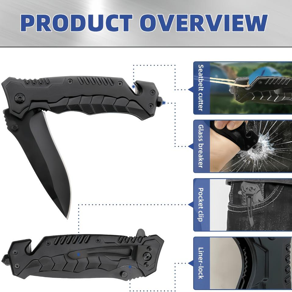 1/3/5pcs Ultimate EDC Pocket Knife Foldable(with Sharpening) Multi Tool Knife with Clip High-Quality Folding Knife-Sturdy Blade Textured Grip Glass Breaking Tool for Versatile Tool Suitable for Outdoor Camping Mountaineering Ideal