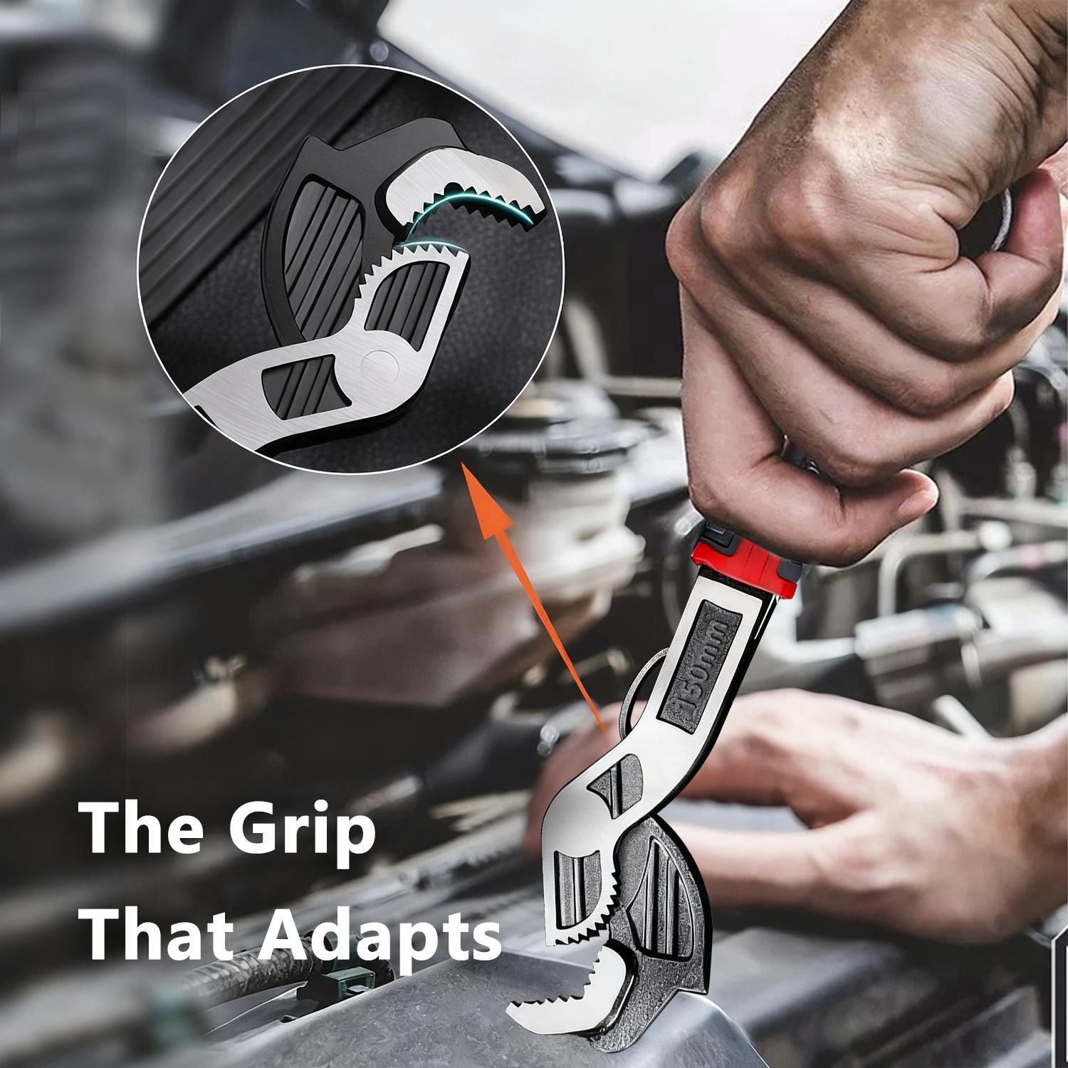 Self-Adjusting Wrench - 6" 8" Multifunctional, Non-Slip Handle Pipe Wrench Tool, Alloy Steel, Universal Adjustable Wrench