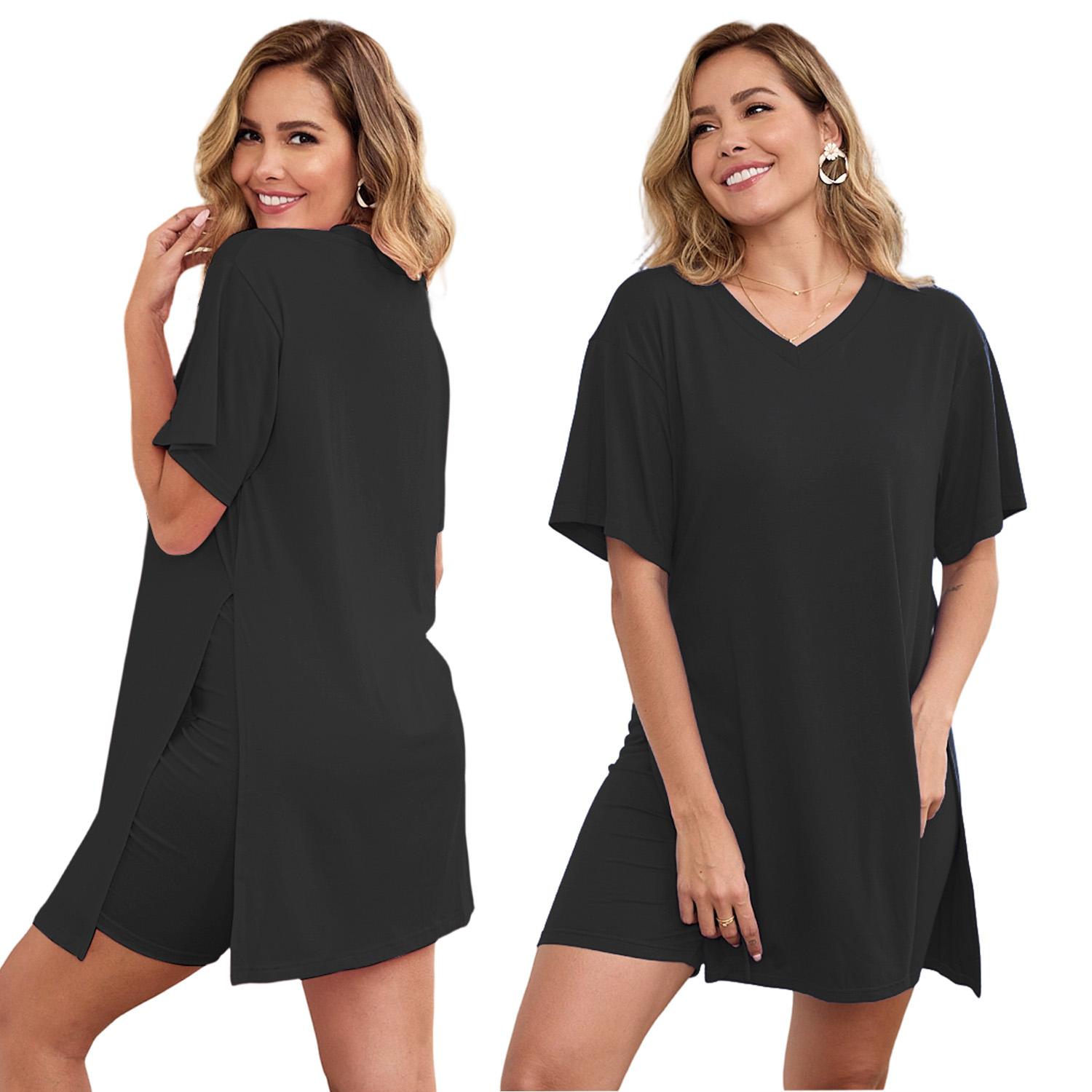 Difanlv Women's 2 Piece Outfits Short Sleeve Tunic Top & Bodycon Shorts, Breathable Loungewear for Outdoor Activities Tracksuit Soft Casual