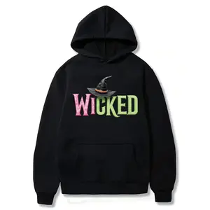 Women's Casual T-Shirt | "WICKED" Graphic Print with Witch Hat Design | Round Neck, Hoodie and Sweatshirt for autumn and winter, Short Sleeve | Polyester & Elastane Blend | Machine Washable | Ideal for Spring/Summer/Autumn