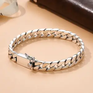 S925 silver-plated Cuban chain bracelet - Durable, stylish, and classic, suitable for any occasion - Vintage style, high quality, and long-lasting accessory.