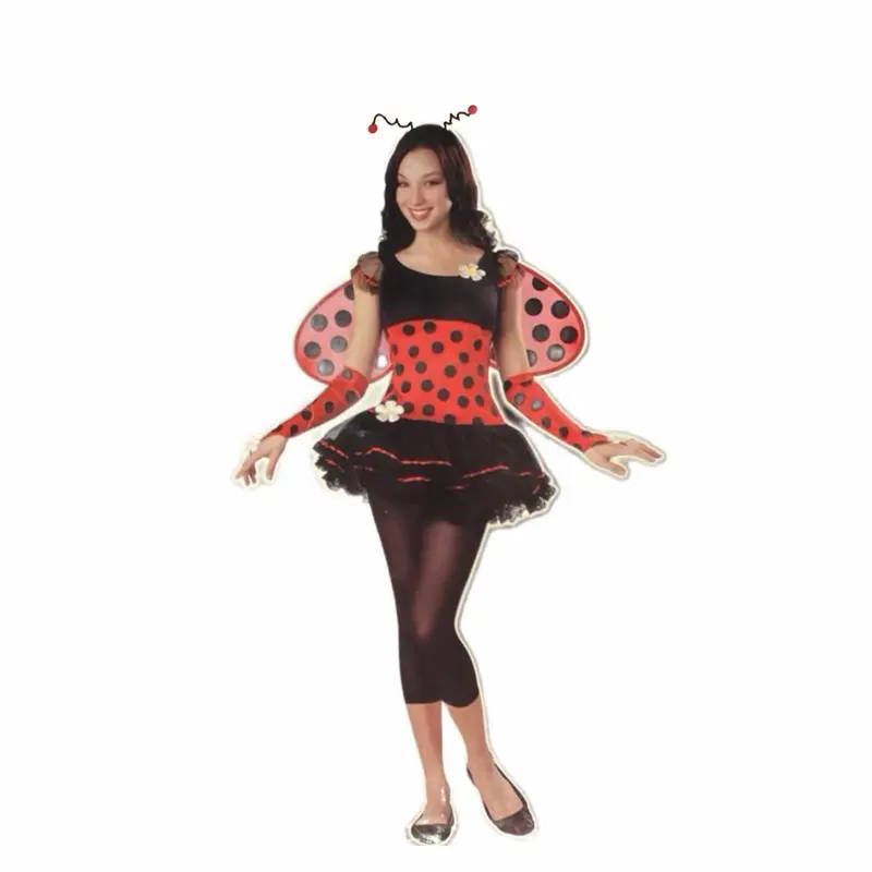 Love Bug Halloween Costume Red and Black Polka Dot Dress with Butterfly Wings and Headband for Women Clothes Perfect for Halloween Parties