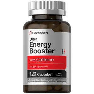 Horbäach Energy Supplement | 120 Capsules | with Caffeine, Ginseng & Vitamin B12 | Daily Energy Booster Pills | Non-GMO, Gluten Free