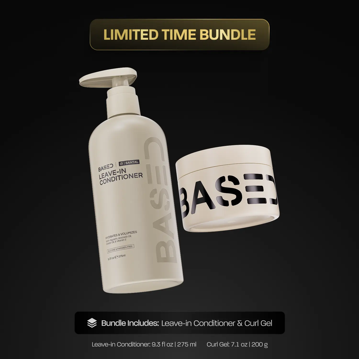 BASED Hydration & Hold Duo | Leave-In Conditioner & Curl Gel Bundle | Science-Backed