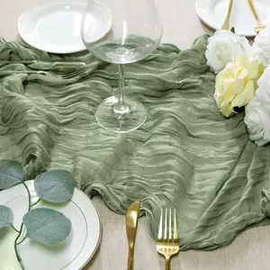 6/10-Pack of soft table runners in a bohemian farmhouse style for summer garden parties - durable and easy-to-clean party table decorations.