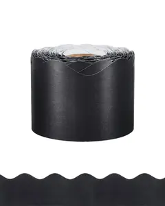 VEVOR Bulletin Board Border,  65.6 Feet Rolled Border Trim, Scalloped Bulletin Board Paper with Wavy Line Design, Classroom Border for Bulletin Board, School, Classroom, and Locker Decoration, Black