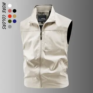 Men's casual multi-purpose sports vest - windproof fabric and zip-up front design; ideal for outdoor hiking, jogging, fishing or everyday casual wear, this vest jacket is an essential practical item in men's wardrobe.