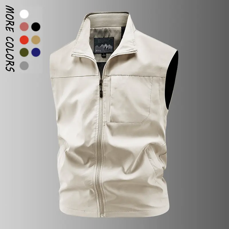Men's Windproof Polyester Casual Multi-Purpose Sports Vest - Zip-Up Front, Ideal for Outdoor Hiking, Everyday Casual Wear, Essential Practical Mens Clothing Waistcoat Gilet for Menswear Tops