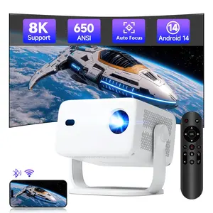Smart L018 Auto Focus Projector 650ANSI WiFi6 Built-in HiFi Speaker Fully Auto Keystone Correction Android 14 Allwinner H726 Native 1080P BT5.2 360°Rotatable Portable Smart Home Theater