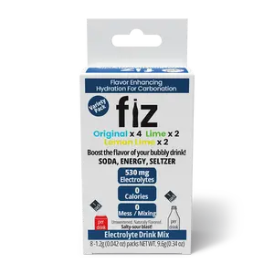 Fiz Variety Pack - 8 Pack Electrolyte Drink Mix for Carbonated Beverages Original Lime Lemon Lime No Sugar No Calories 530 mg Electrolytes