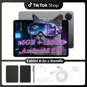 【TikTokShopStockUp】2026 Trending Android16 Tablets – Maxpad 10.1" 16:10 Display,Octa-core,16GB+128GB, 6-in-1 Bundle with Keyboard, Stylus,Case,Headphones,Type-C,Adapter,Daul Camera,6000mAh, Widevine L1,Ideal for Leisure & Valentine's Day Gifting