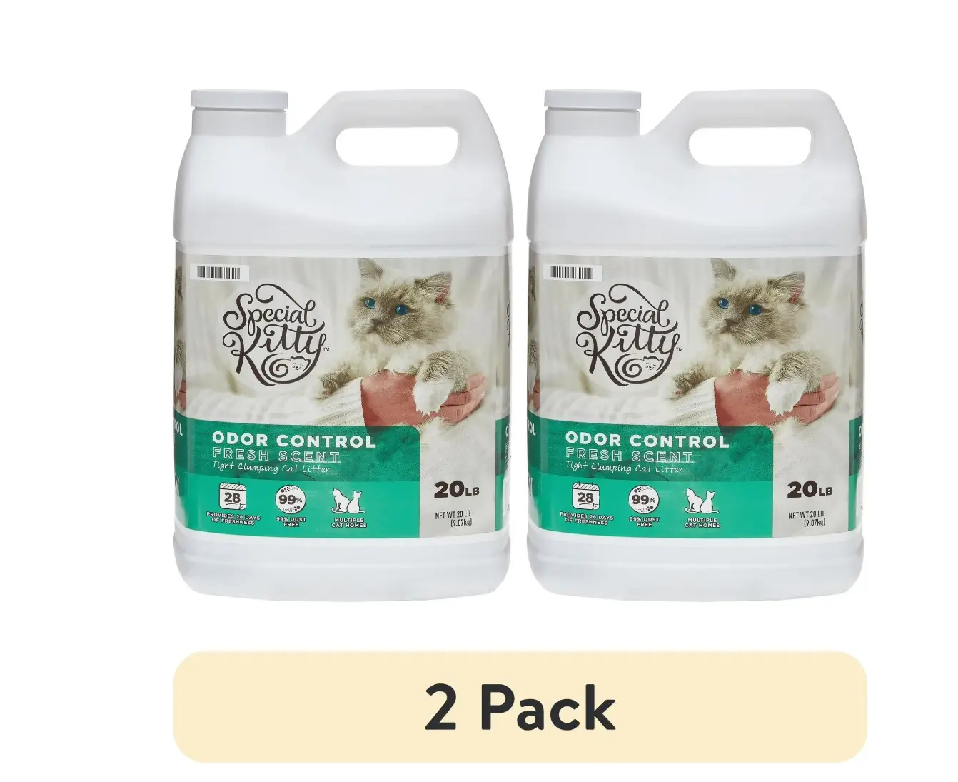 (2 pack) Special Kitty Clumping Clay Cat Litter, Fresh Scent, 20 lbs Jug, 1 Count