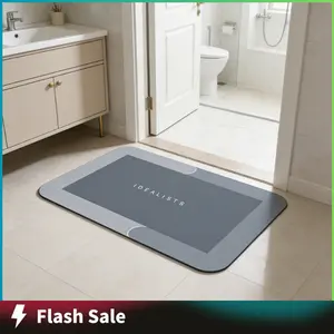 Bathroom Toilet Mat, Quick-Drying Water-Absorbing Floor Mat, Rubber Anti-Slip Bottom Design, Suitable For Bathroom, Washbasin, Toilet, Kitchen, Living Room, Beside The Bathtub, Laundry Room, Bathroom Decoration. Bathmat