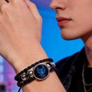 12 Constellation Bracelet Zodiac Signs Spirit Bracelet Zodiac Bracelet for Women Men Adjustable Multilayer Zodiac Black Leather Bracelets Zodiac Sign Wrap Bracelet for Women Men Birthday Jewelry