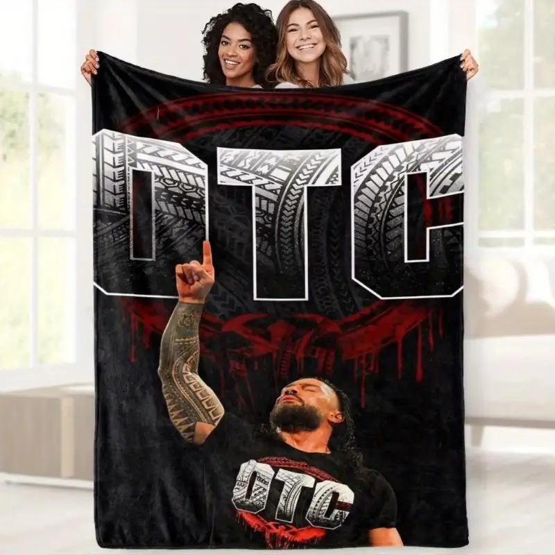 Roman Reigns WWE Tribal Chief Cozy Throw Blanket - Ultra Soft Flannel Polyester, Lightweight Breathable, All-Season Bedding for Wrestling Fans - Bedroom Couch Decor, Birthday Christmas Gift, Lightweight Breathable Blanket
