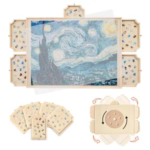 【Summervibes】VEVOR 1500 /1000/2000 Piece Rotating Puzzle Board with 5 Drawers and Cover,  34x25 inch in Portable Wooden Table, Jigsaw Puzzle Accessories for Adults, Puzzles Organizer Storage System, Birthday Gift for Mom