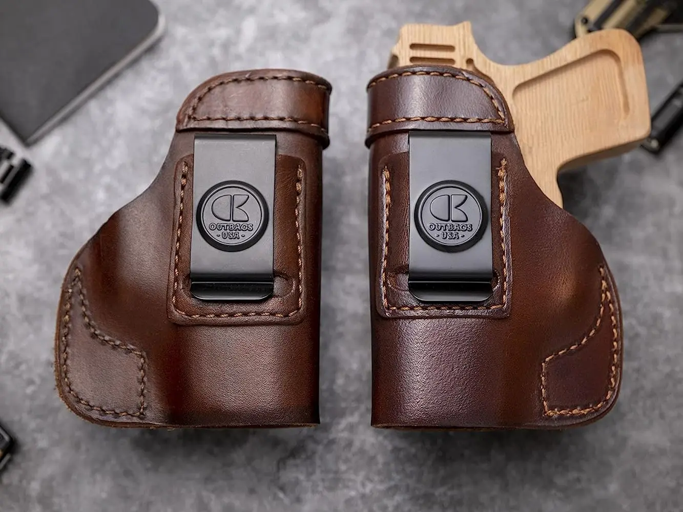 LS2 Full Grain Heavy Leather IWB Holster for Smith & Wesson M&P Shield 9mm / 40 S&W with Crimson Trace Laser - Concealed Carry Gun Holster Handcrafted in USA