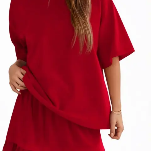 Yousify Women's 2-Piece Minimalist Matching Skirt Set - Casual Half-Sleeve Round Neck Top & Basic Above-the-Knee Mini Skirt, Summer Vacation Fashion Clothes for Women
