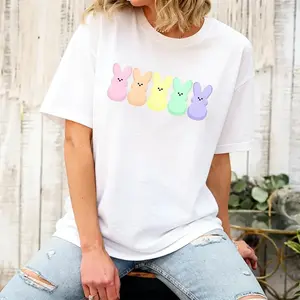 Easter 2026 Candy Peeps Sweater Egg Hunt Shirt Spring Room Mom Christian Spring Eggs and Bunnies Pastel Easter Rainbow Easter Shirt Casual Fashionable Top Womenswear