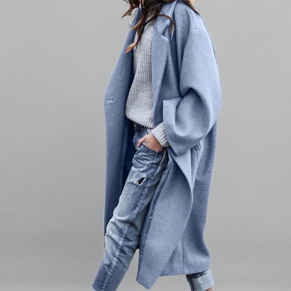 Chouyatou women's autumn and winter casual mid-length coat notch lapel single-breasted wool trench coat SpringStatements