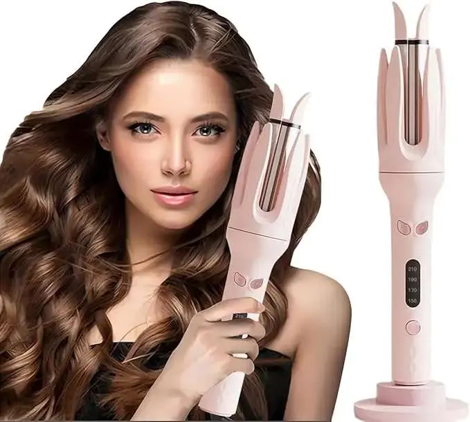 Automatic curling iron, 28 mm hair curler wand for women with auto-rotation design, negative ion technology helps reduce frizz, 4 temperature settings, fast heating electric curling machine for beautiful curls