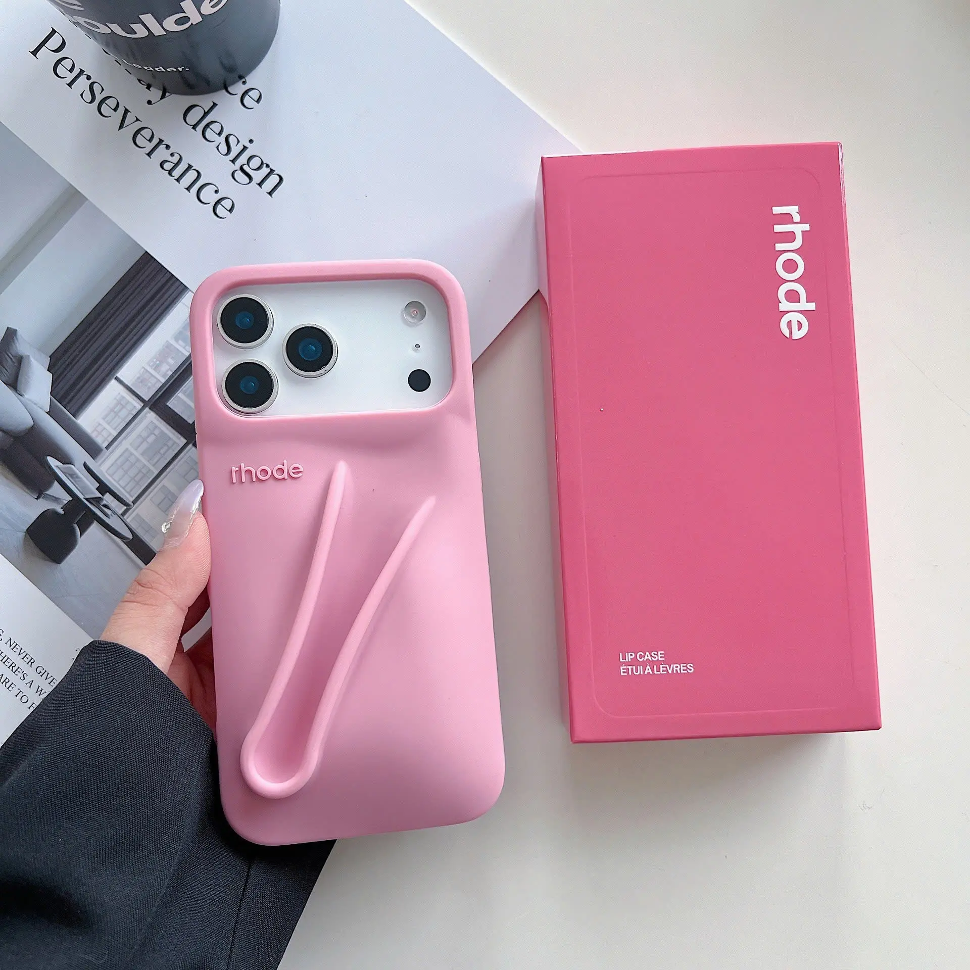 Premium Beauty Silicone Phone Case with Lipstick Holder Slot – Soft Shockproof Protective Cover for iPhone 11 12 13 14 15 16 17 Pro Max Plus