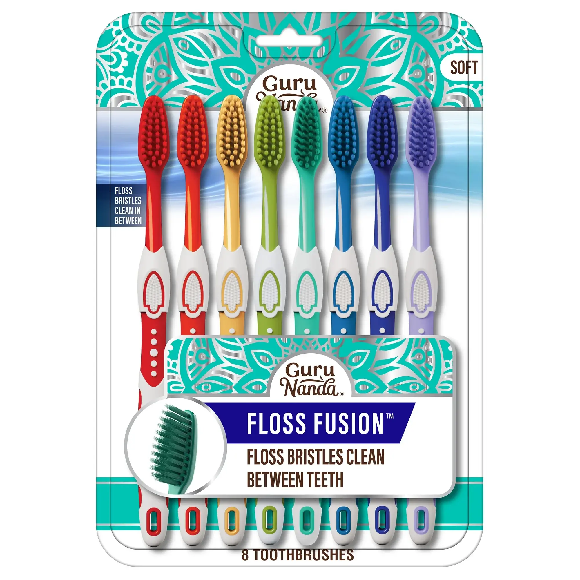 GuruNanda Floss Fusion Toothbrushes – 8 Pack