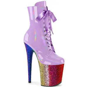 Pleaser 1020HG Women's Ankle Boot, All Seasons Wear, Multicolor Glitter Design