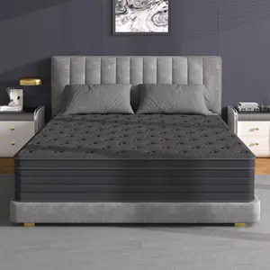 Grey Hybrid Mattress 12/14 Inch Queen Size Cooling Gel Memory Foam Pocket Springs | Medium Firm with Motion Isolation & Edge Support | Pressure Relief & Cool Sleep | CertiPUR-US | Bed-in-a-Box