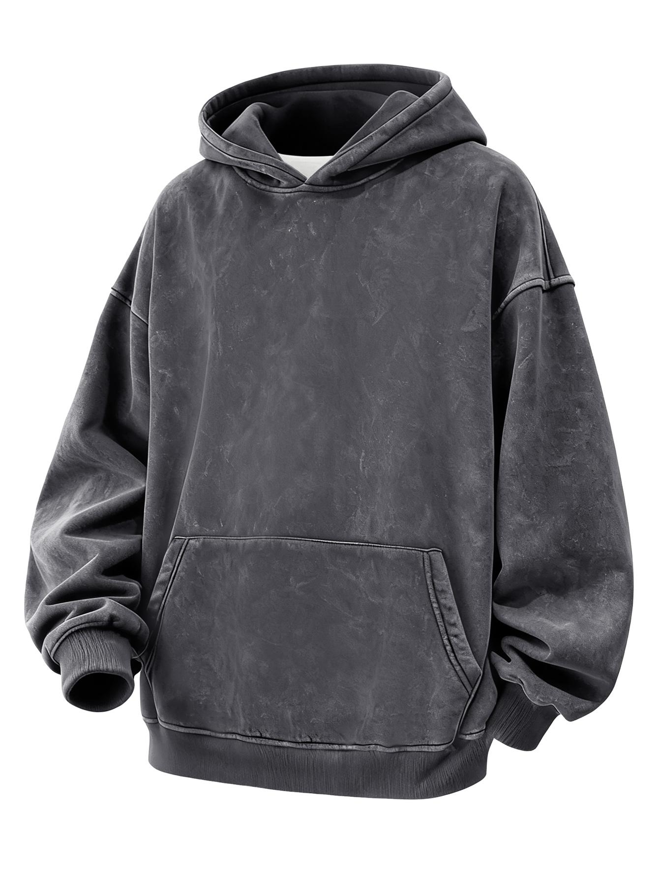 CCCMAI Men's Plain Drop Shoulder Essentials Hoodie Regular Fit Casual Long Sleeve Hooded Sweatshirt for Fall & Winter Loose Fit Unisex Car Long Sleeve Menswear Tops