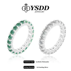 【#248 Ferris Wheel】 Synthetic Moissanite Eternity Band, Round Cut 3mm*20 D Color 925 Sterling Silver Wedding Band Ring for Women