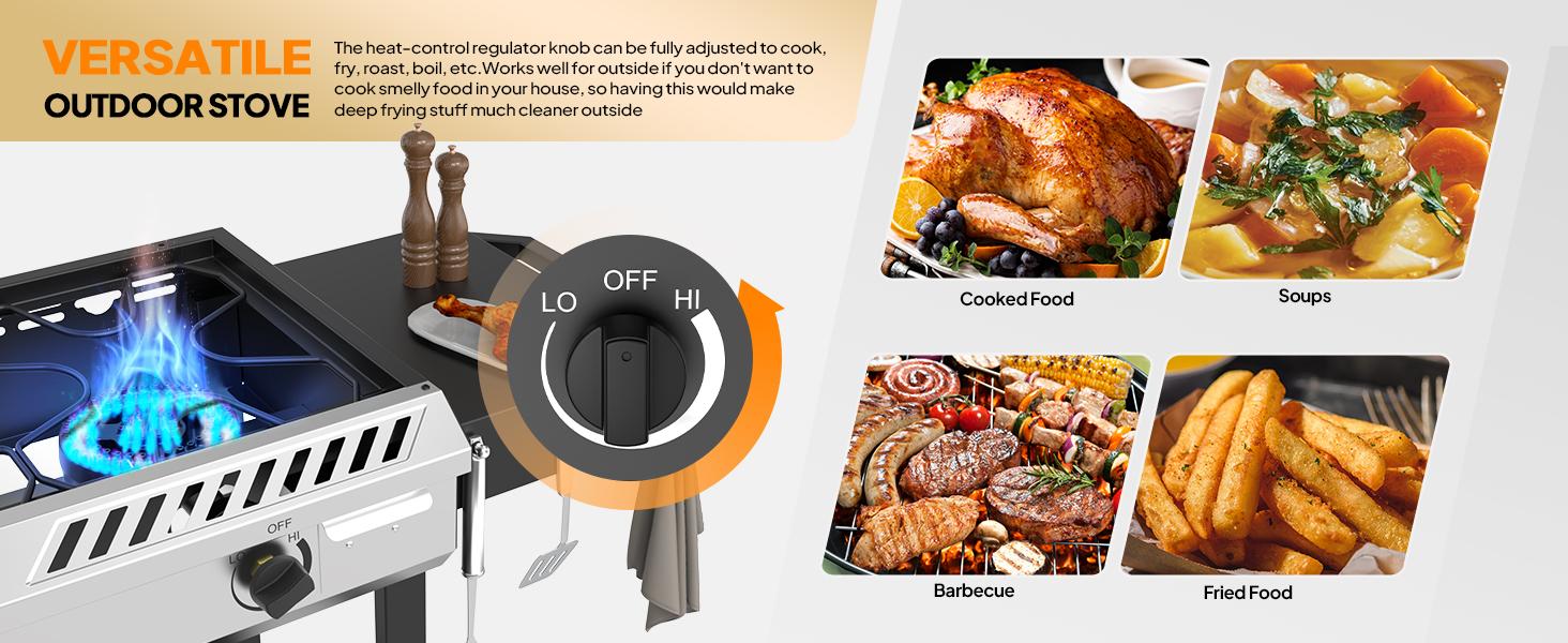 ROVSUN 2/3 Burner Outdoor Propane Gas Stove with Auto-ignition, Regulator & Side Shelves, 150,000/225,000 BTU Powerful Stand Cooker for Backyard Patio Cooking Home Brewing Canning Turkey Frying ROVSUN 2/3 Burner Outdoor Propane Gas Stove with Auto-ignition, Regulator & Side Shelves, 150,000/225,000 BTU Powerful Stand Cooker for Backyard Patio Cooking Home Brewing Canning Turkey Frying
