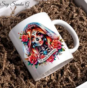 Til Death DO Us Part Skully - UVDTF Decal for cups/hard surfaces sticker