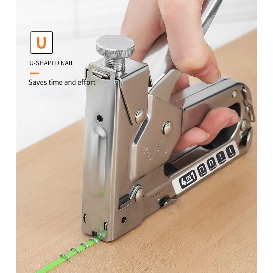 1 Count Extra Heavy Duty Staple Gun with 800pcs Staples, Multifunctional Upholstery Stapler for Fixing Material, Decoration, Carpentry, Furniture, Door and Window