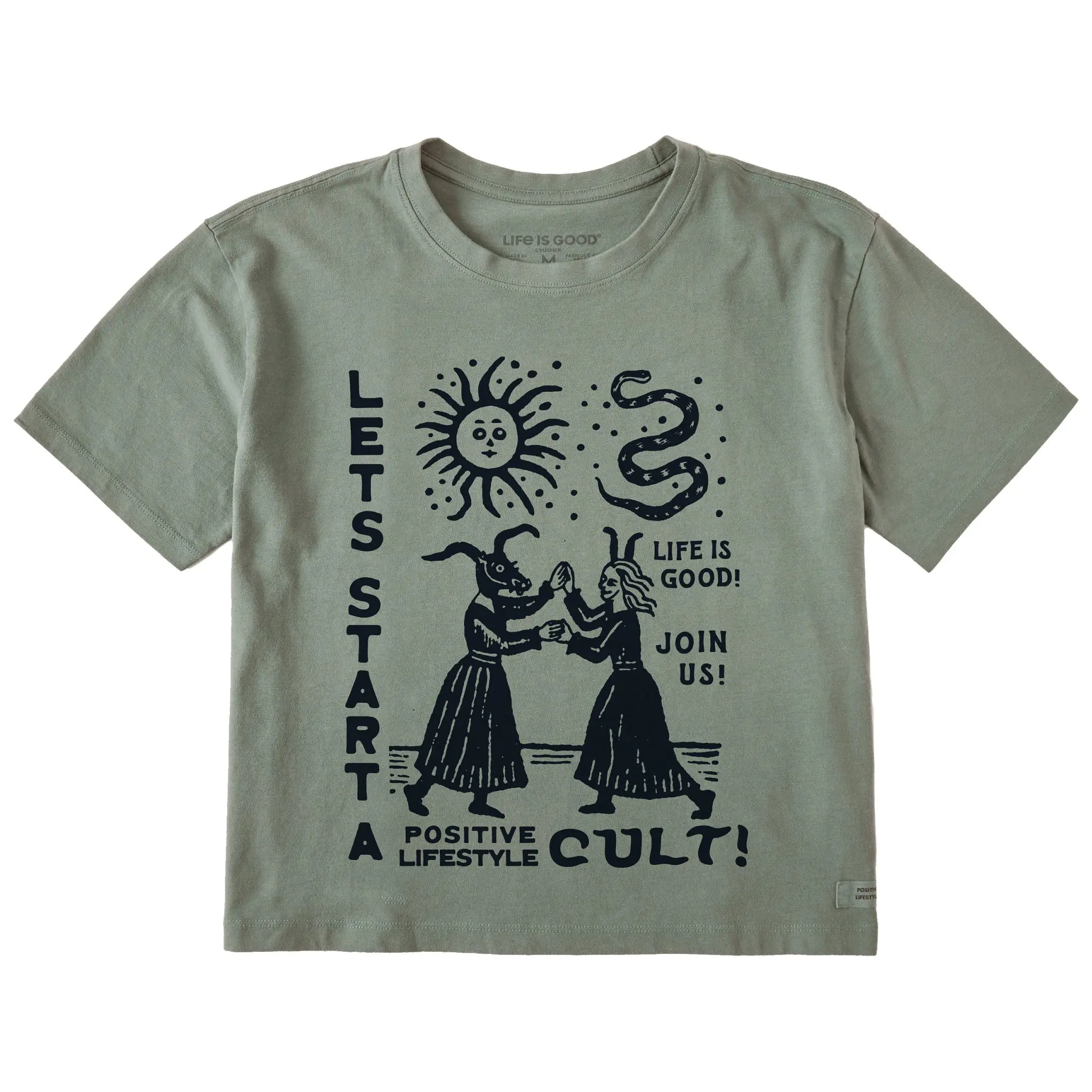Women's Let's Start a Cult Short Sleeve Crusher Boxy Tee