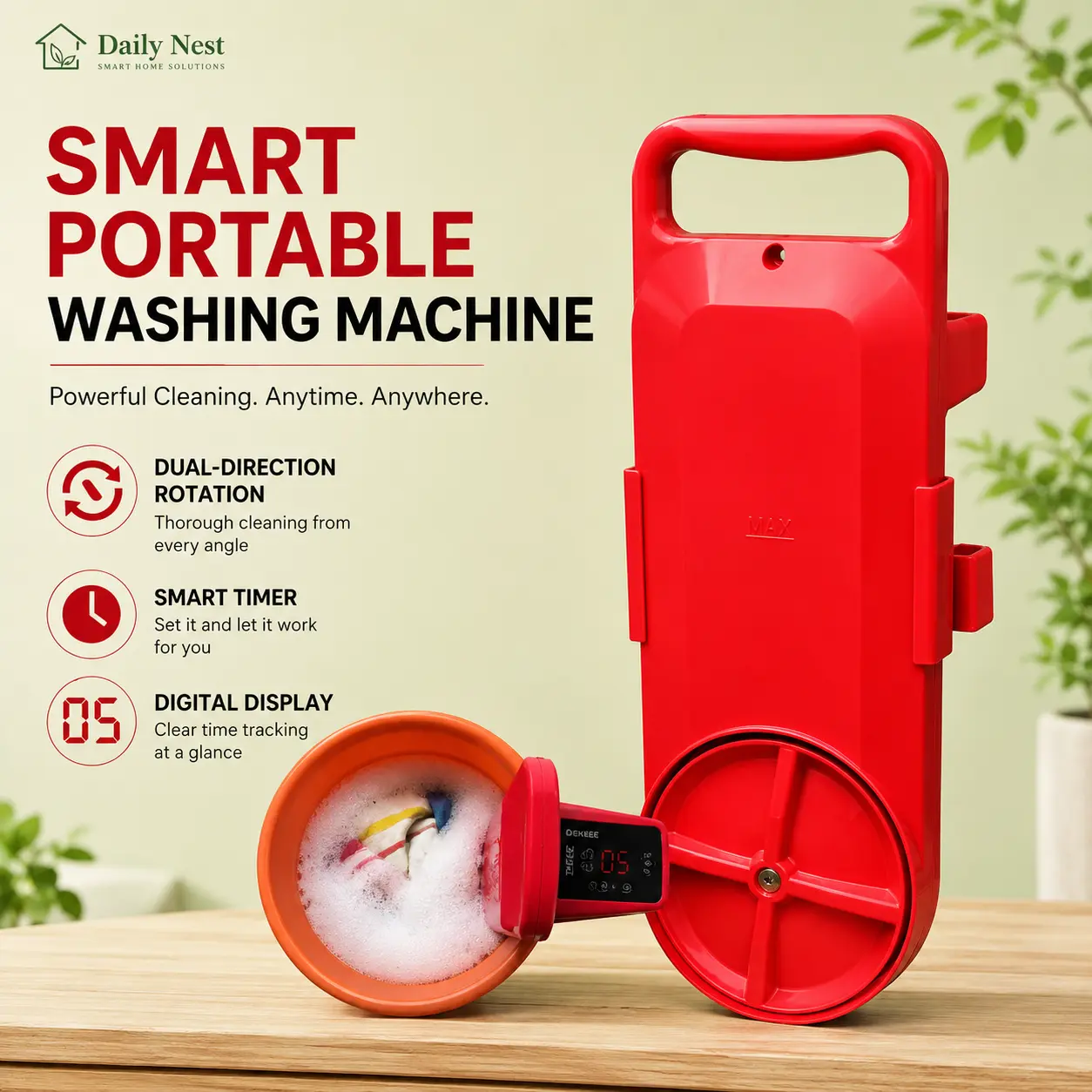 Portable Smart Rotating Electric Laundry Washboard Mini Washing Machine - 110v Plug, Semi-Automatic Compact Laundry Washer with Drain Pump, for Underwear Socks, Ideal for Apartment Users, No Included Bucket