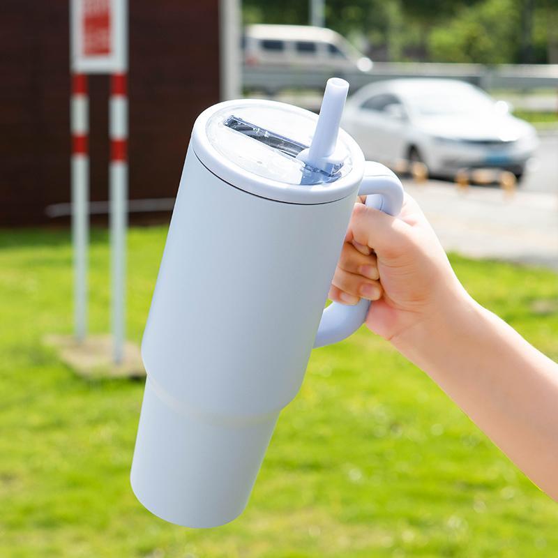 2026Year 40oz Large Capacity Stainless Travel Mug,1 Count Portable Vacuum Insulated Water Bottle with Handle & Foldable Straw,Drinking Cup for Home Office Outdoor Camping,Drinkware,Car,Vacuum Insulated Tumbler stainless steel,Cold Drink Cup for Summer