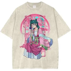 Anime Double Printed Vintage Washed Shirt, Anime Manga Fan Merch